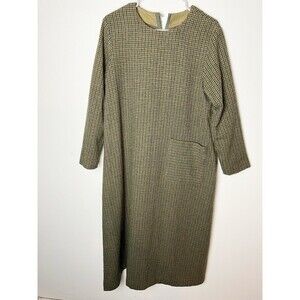 Sarahwear Wool Plaid Long Sleeve Midi Dress Lagenlook Minimalism Made In Japan​